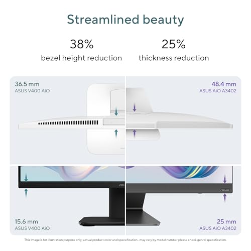 Image of ASUS AiO V440,13th Gen Intel Core i3-1315U, 23.8 inch FHD,100Hz,All-in-One PC(8GB RAM /512GB SSD /Windows 11 /Office 24 /Retractable Camera /with Wired Keyboard & Mouse /M365 Basic (1Year)*) V440VAB-KBPC002WS
