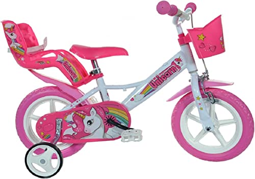 Bici per Bambina Bicicletta Dino Bikes Unicorn Taglia 10' - 12' - 14' - 16' - 20' Caschetto Unicorn Opzionale (Cerchio 12 Pollici)