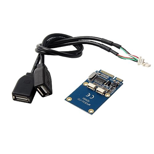 Adaptateur USB 2.0 double port PCI-E Express avec connecteur d'alimentation Mini PCI-E PCI Express vers double adaptateur USB Convertisseur USB pour WinXP/2003/VISTA/2008/7/8/10/1132/64BIT/Linux