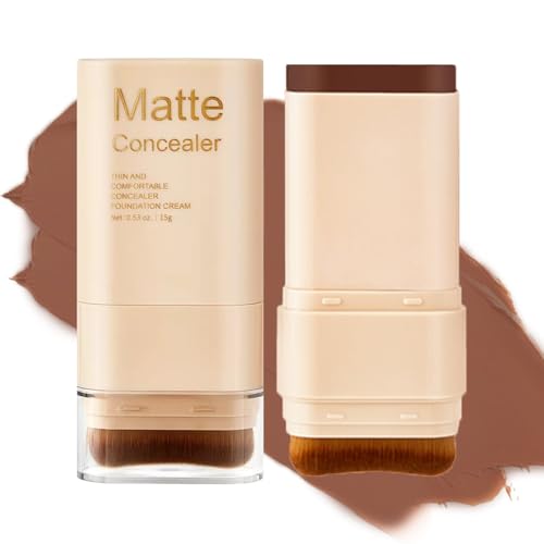 Foundation Stick, 2 in 1 Dual-Ended Eraser Contour Stick with Brush, Tinted Moisturizer, Skin Tint...