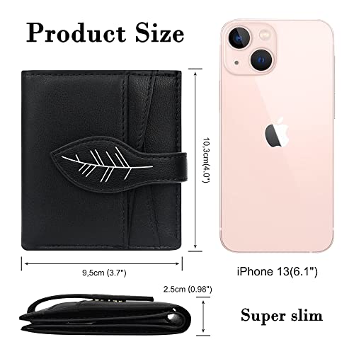 CONISY Small Wallet for Women, RFID Blocking Slim Leather Bifold Front Pocket Womens Wallet with Zipper Coin Purse (Black)4
