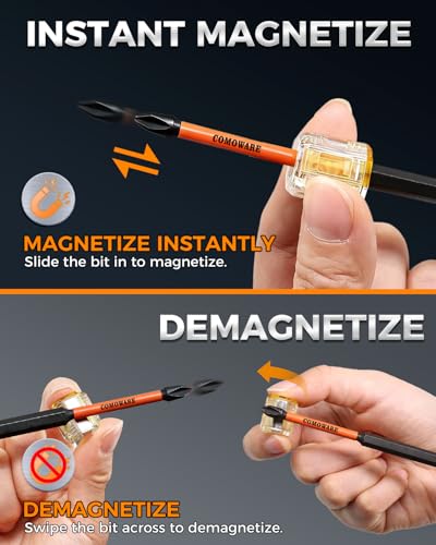 Image of COMOWARE 13pcs Phillips Impact Screwdriver Drill Bits #2, S2 1 /4 inch Hex Screwdriver Bit Set, 1-6 inch Length, CNC Tip Magnetic Drill Bit, Impact Hex Bits Sets with Magnetizer For Power Drill