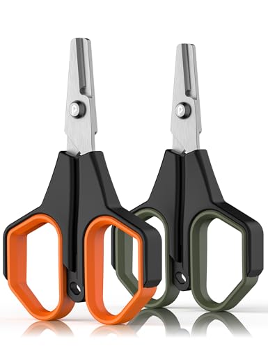 Pullther fishing 2pc Fishing Scissors 3.9 Stainless Steel Fishing Line Cutter for Fishing Braided Line Non-Slip Grip Small Fishing Scissors for Saltwater