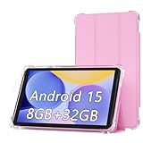 BYANDBY Tablet 7 inch Android 15.0 Tablet, 8GB+32GB ROM （1TB Expand）, Quad-Core, WiFi, GMS, Dual Camera, Educational, Games(Pink