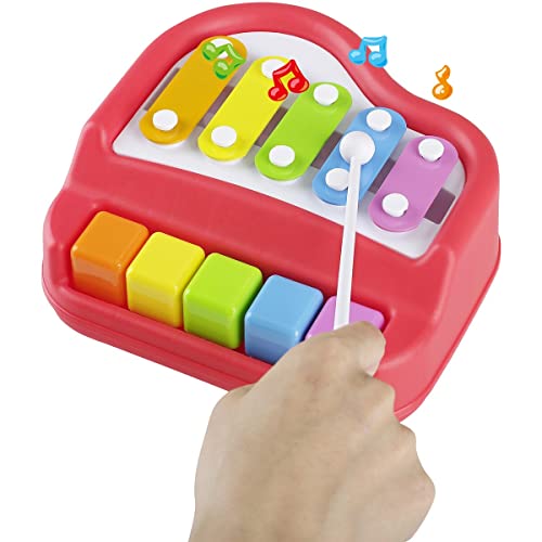 Image of 2 in 1 Multicolor 8 Key in Clear & Crisp Tones|Piano & Xylophone .NonToxic,Non-Battery,Educational Musical Instruments Toyset for Kids,Toddlers,Boys & Girls with 2 Mallets