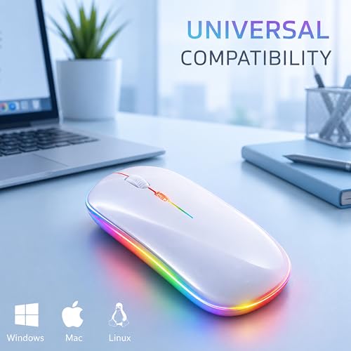 Image of Ant Globe 25 Dual Mode Wireless Mouse|30-Hour Playtime|Bluetooth + 2.4GHz USB |Rechargeable Silent Optical Mouse for Laptop, MacBook, iPad, PC |3-Level Adjustable 1600 DPI, Slim Portable Design -White