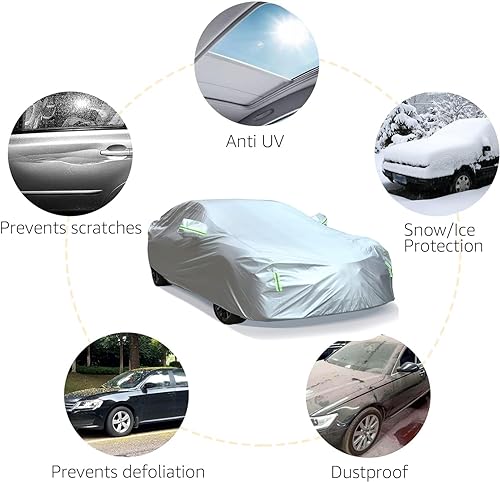 JIGUOOR Full Car Cover, Outdoor Dustproof Windproof Snowproof Cover Sun Rain Dust All Weather Protection (495 * 190 * 150 cm) - Image 4