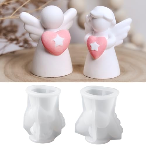 3D Engel Silikonformen Gießformen Ostern Silikonform Engel Gipsformen Zum Gießen Schutzengel mit Herz Silikonform für Frühling Deko Giessformen Silikon Gießform Gips DIY Weihnachtsdeko Handwerk