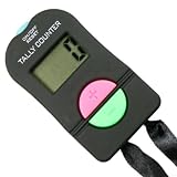 Elektronischer digitaler Handzähler mit 4-stelligem LCD-Display, Count-Up/Down 0-9999Inventar Crowd Control, Piepton Ton On/Off, Schwarz mit Lanyard