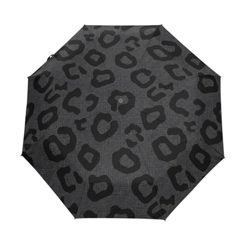 Parapluie compact automatique imprimé léopard gris de GAIREG