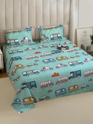 Image of Weave & Decor Cotton Feel Kids Bedsheet Double Bed 90x90 inches, Soft Fabric, Includes 2 Pillow Covers 20x30 inches