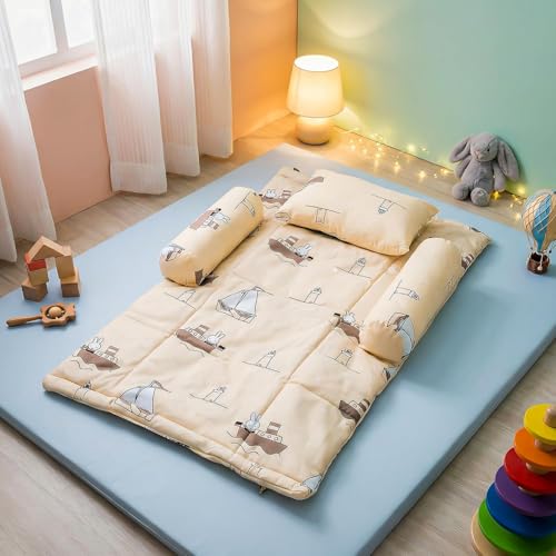 Image of BAYBEE Bedding Set for Newborn | Baby Cushion Mattress | Foldable Carry Bed | Pure Cotton Lounger | Travel-Friendly Nest for 0-6 Months (Beige)
