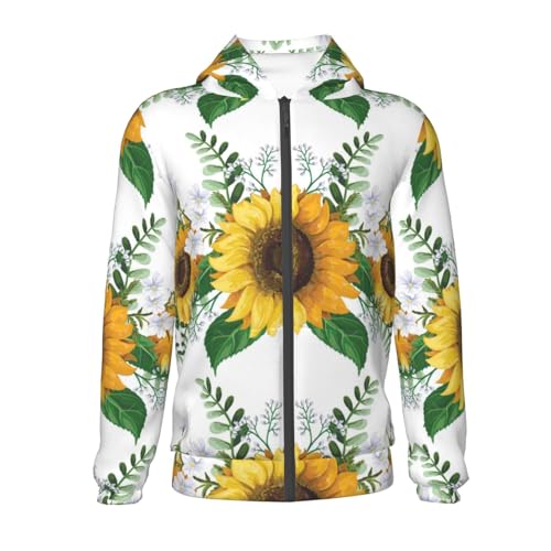 Sunflowers Kids Pullover Hoodies Boys Zip Up Sweatshirts Girls Athletic Clothes with Pocket2
