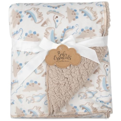 Image of Baby Essentials Sherpa Fleece Baby Blanket 35x30 - Super Soft, Warm Reversible Baby Blankets for Newborns, Infants, Toddlers, and Nursery