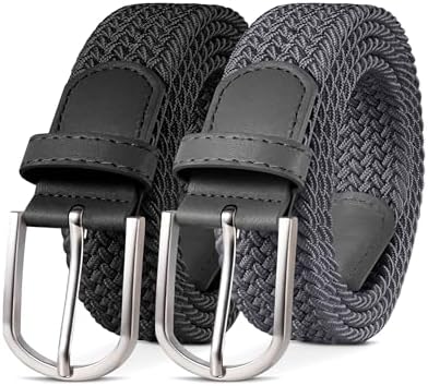 YOUCHAN 2er-Pack Gürtel für Damen und Herren Gürtel Elastische Flechtgürtel 3,3 cm Stretchgürtel mit Verstellbarer Dehnbarer Stoffgürtel Unisex