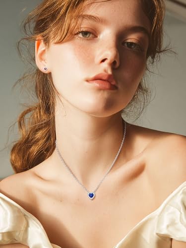 FindChic Dainty Heart Birthstone Necklace for Women Mom Girls Platinum Plated CZ Pendant Sparkly Birthday Anniversary Valentine's Gifts for Her Mom, with Gift Box2