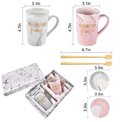 Boyfriend And Girlfriend Mug Set Couple Coffee Mugs Fiance And Fiancee Gifts His And Her Mugs Set Gifts For Valentine's Day Wedding Engagement Anniversary Newlyweds Marble Mugs 14 Oz With Gift Box #TOP5