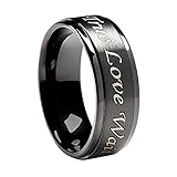 Cavalier Jewelers Purity Ring - True Love Waits - Black Plated Titanium Band (8mm wide) - Men's & Women's Sizes [Size 7]