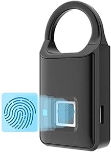 Jaydear Mini Smart Fingerprint Padlock Biometric Thumbprint Lock, Support USB Charging Portable Security Lock Anti-Theft (Black)