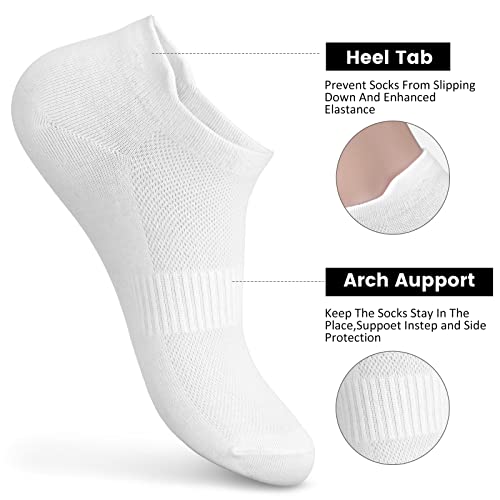 Women's Ankle Cotton Socks - Low Cut Athletic Running Soft Thin No Show White Socks With Tab 6 Pairs3