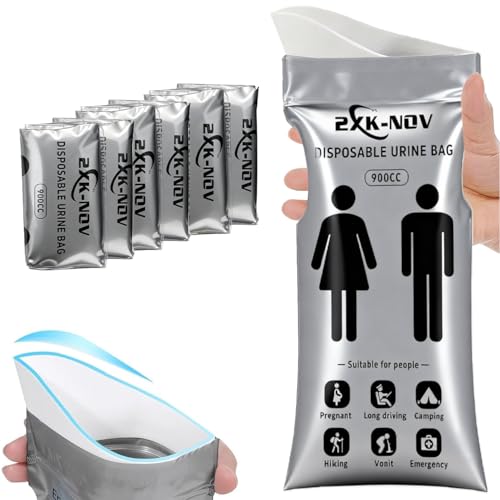 2XK-NOV Einweg Urinbeutel für Unterwegs Frauen - Nottoilette für das Auto Mobile Mini Toilette Camping Beutel Reisetoilette Pinkelflasche für Manner Notfall Urinal Urinflasche (8 Stück-900ml)