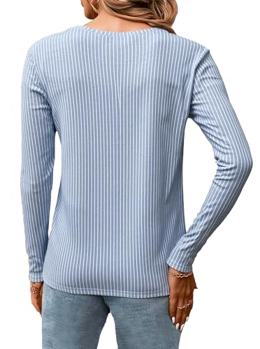 LilyCoco Striped Shirt Women Fall Tunic Crewneck Long Sleeve T Shirt2