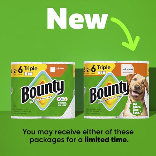 Bounty Full Sheet Paper Towels, White, 2 Triple Rolls = 6 Regular Rolls (Packaging May Vary) - Image 3