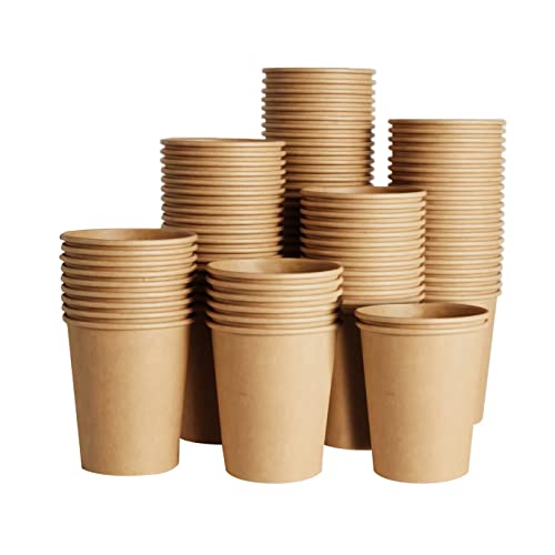 SIUQ 400 Pack 8 oz Kraft Paper Cups, Unbleached Disposable