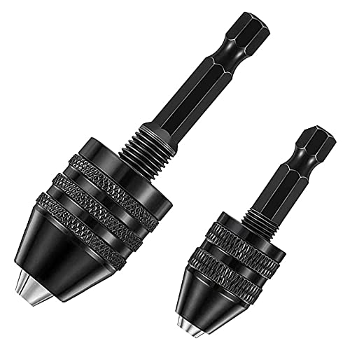 ClAZTyict Portabrocas Sin Llave de VáStago Hexagonal de 2 Piezas, Adaptador de Taladro Convertidor de Destornillador Herramienta de Brocas de Cambio RáPido (0,6-8 Mm, 0,3-3,6 Mm)
