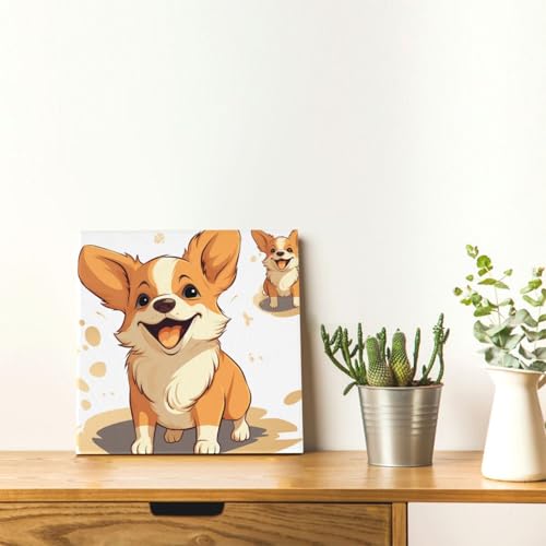 Impression sur toile chiot corgi 30x30 cm pour deco murale de salon - 5