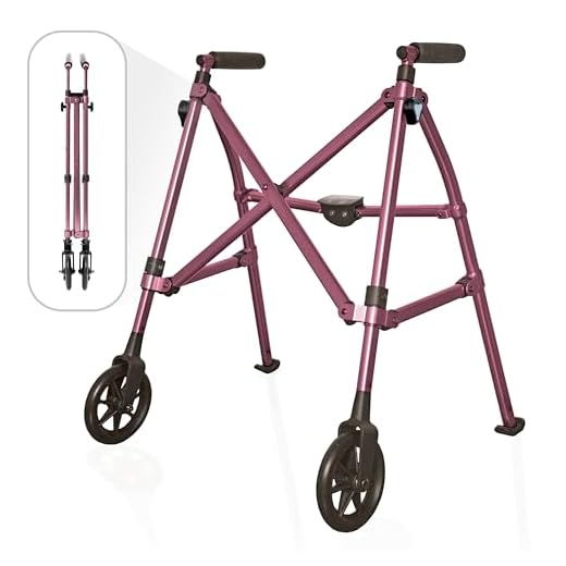 Able Life Space Saver Walker Micro, Light Folding 2-Wheel Petite Mobility Walker for Short Seniors, Regal Rose (Eligible for VAT Relief in The UK)
