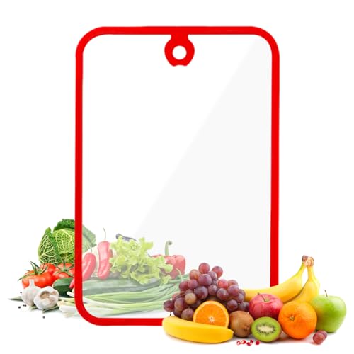 Byfoyif Tagliere Vetro Temperato 38x26 cm Tagliere Trasparente Cucina con Bordo Tagliere in Vetro per Cucina Antiodore per Cucinare Verdure Frutta e Carne