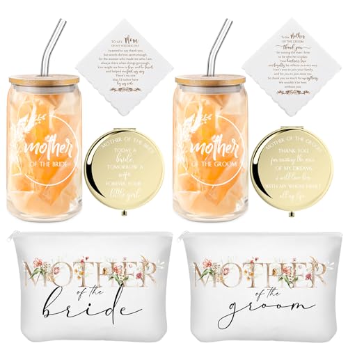 Teenyyou 8 Pcs Mother of the Bride Groom Gifts Cup Bag Mirror,Boho