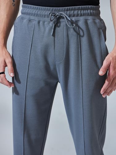 Image of Bewakoof Men's Solid Regular Fit Cotton Blend Track Pants