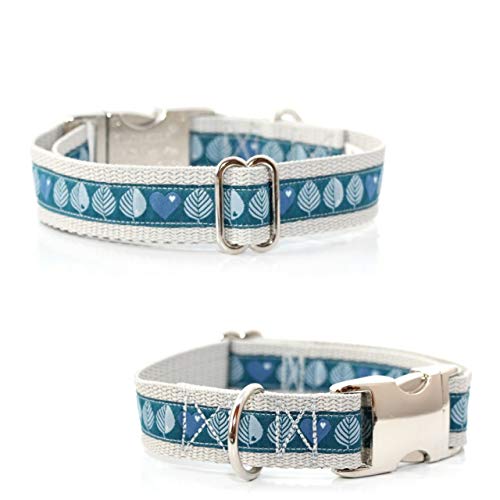 Set: Halsband + Leine, Set für Hunde, Tauleine und Hundehalsband 'I love the Woods- Türkis', wahlweise mit gravur und weiteren Extras