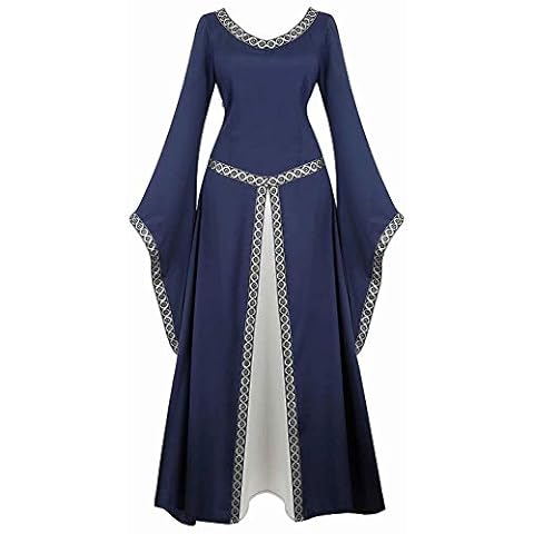 Josamogre Renaissance Costume Women Medieval Dress Irish Over Deluxe Victorian Vintage Halloween Cosplay Blue S Cover