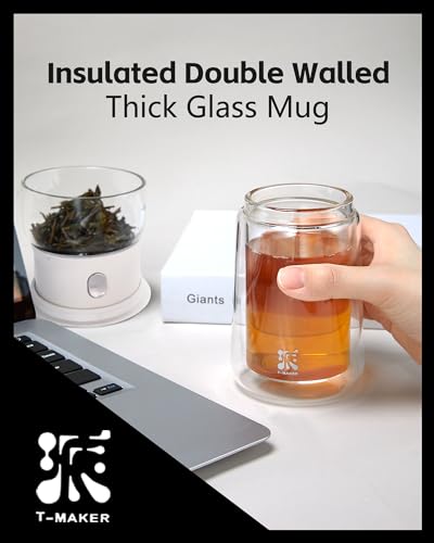 Image of ZENS Modern Tea Pot, Glass Teapot with Infusers for Loose Tea Diffusers with One Touch Pouring, Cool Portable Tea Maker with Insulated Tea Mug and Travel Tea Kits for Tea Lover Gifts