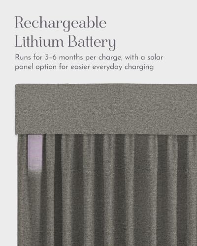 Image of Graywind Motorized Curtains with Track, 100% Blackout Smart Curtains, Rechargeable Curtains Compatible with Alexa & Remote Control for Large Windows, Custom Drapes Up to 220 inch, Slate (Gray)