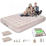 JOYFOX Colchão de Ar Inflável Queen 203x152x28cm com Bomba Elétrica USB Removível, Impermeável, Portátil, Resistente até 300kg para Camping, Viagem e Uso Doméstico