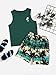 Floerns Boys Boho Sleeveless Tank Top Tropical Print Shorts Set 2 Piece Outfit Green