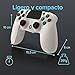 Imagen de Mando Inalambrico Bluetooth Blanco compatible con PS4 PS3 PC Android Windows gamepad 6 ejes con vibración doble Luz LED Joystick tactil recargable compatible juegos Shooters carreras acción