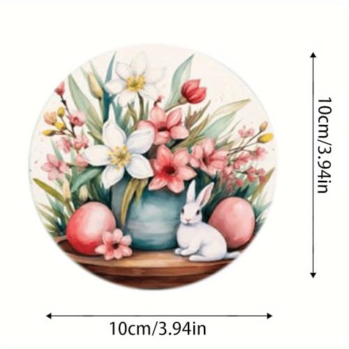 Image of Set of 6 Wooden Coasters Featuring Easter Egg and Floral Designs, 3.94x3.94 Inches a€ inch Perfect for Patio Tables, Kitchen, or Living Room a€ inch an Ideal Easter Gift for Friends and Family