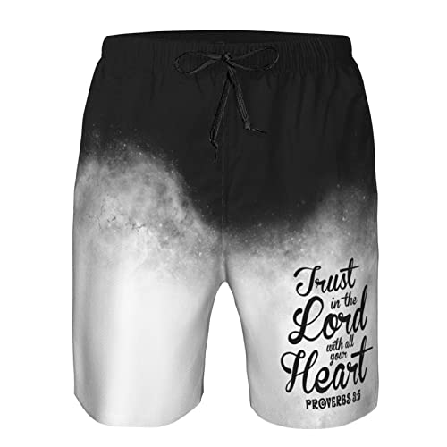 PAUPPY Christian Gifts Religious Gifts Bible Gifts Proverbs 3:5 Men Swim Trunks Board Shorts Swimsuit Men's Swimwear - Medium White4