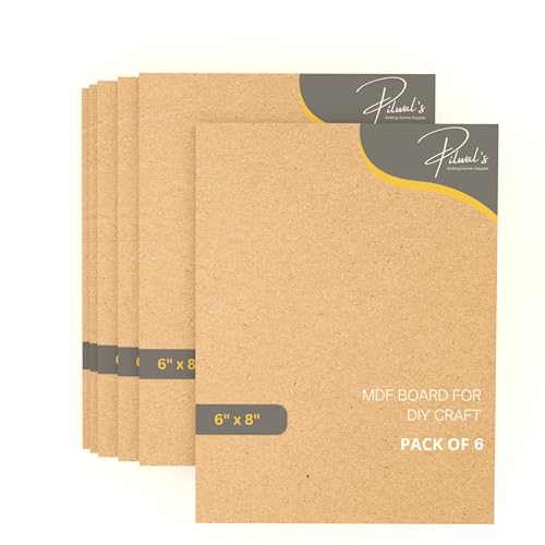 Image of Pilwal's 6 inchx8 inch inch MDF Sheets - Smooth Unfinished MDF RECTANGLE Sheet - MDF Board Coutouts for Craft DIY Art, lippan Art, Painting, Decoupage, Resin Art, Pyrography, Laser Cutting (6 inchx8 inch inch, 6 Piece)