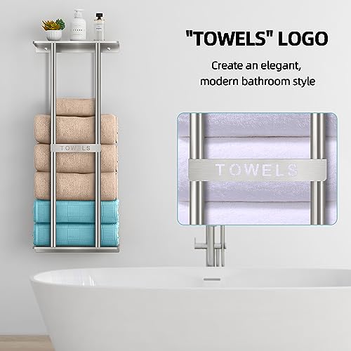 image for STWWO Bathroom Towel Storage for Bathroom, Wall Towel Rack for Rolled 