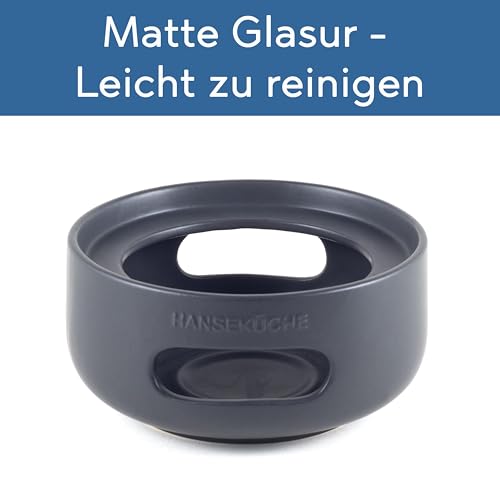 Hanseküche Teekanne mit Stövchen – Hochwertiger Teezubereiter mit Siebeinsatz aus 304 Edelstahl – Design Teegefäß für Tee und Teebeutel Isolierkanne Teekocher, schwarz,Sieb – Bild 6