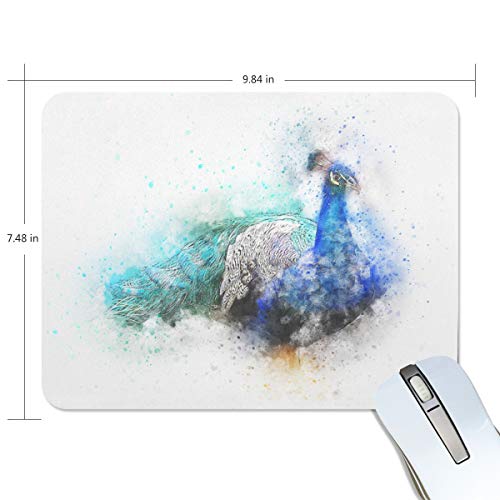 Preisvergleich Produktbild Mauspad MalpLENA Vogel Pfau Aquarell Art Print Premium Texturiertes Mauspad, rutschfeste Gummiunterseite, für Laptop, Computer und PC