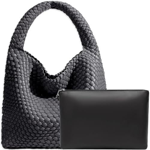 Image of JINMANXUE Woven Tote Bag for Women, Fashion Hobo Handbag, Travel Top-handle Shoulder Bag, Beach Underarm Bag with Purse