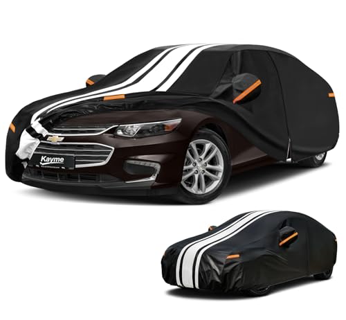 Image of Kayme Heavy Duty Car Cover for Chevrolet Malibu (1978-2026) Waterproof | Gift with Tape /Towel /Bag, Outdoor Full Exterior Cover Rain Snow Sun UV Protection, Soft Cotton Inner Protect Vehicle Paint