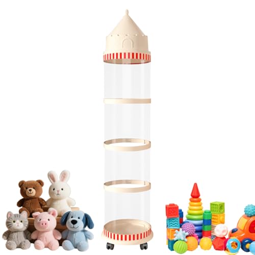 Tubo Per Animali Di Peluche - Porta Bambole Verticale Trasparente - Castello Estetico Antipolvere per Giocattoli in Camera da Letto Soggiorno Asilo